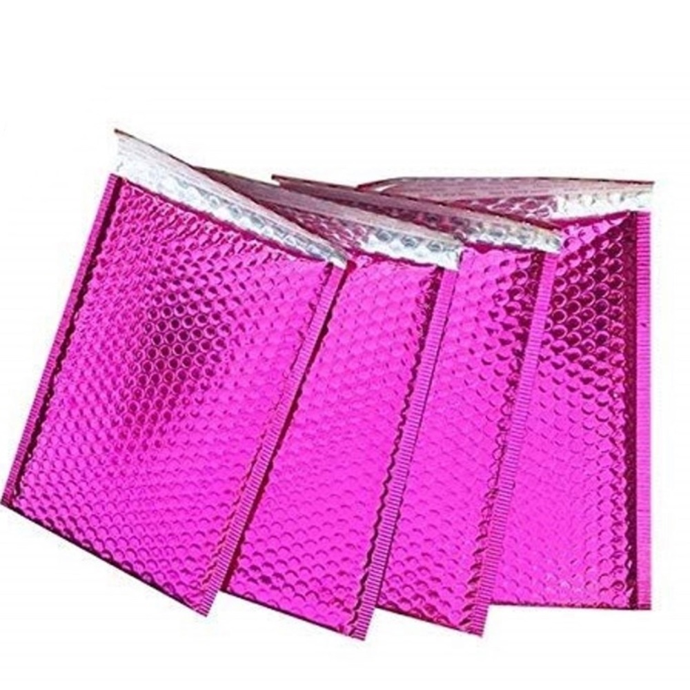10 XL 10x16 Metallic Poly Bubble Mailers Pink Foil Padded Shipping Envelopes